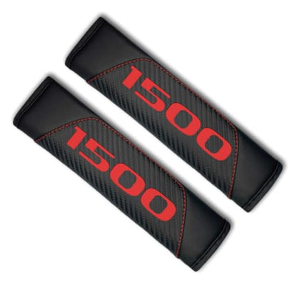 2Pcs Carbon Fiber Leather Seat Belt Cushions Shoulder Pad Soft for Dodge RAM 1500 Accessories,Car Seat Belt Pads Safety Belt Cover Pad (Black 1500) - color: Black 1500