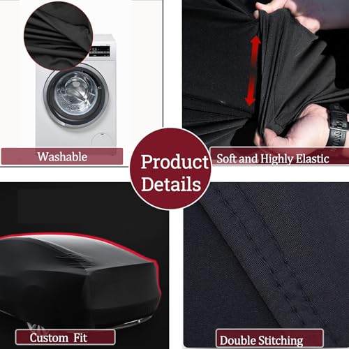 Indoor Car Cover Compatible with Protection Fit 187-206 Inch Sedan Breathable Dust-Proof Stretch Cover for Underground Garage, Car Show（Black+Red） - size: XL-CAR