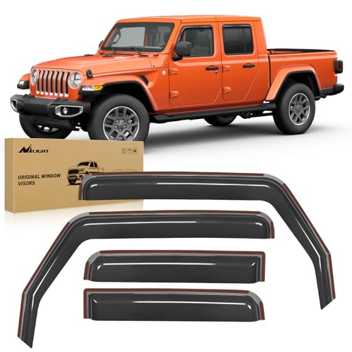 Nilight in Channel Rain Guards for Jeep Gladiator 2020 2021 2022 2023 2024 2025 2026 Side Window Deflectors, Vent Window Visors-4PCS - size: Gladiator 2020-2026