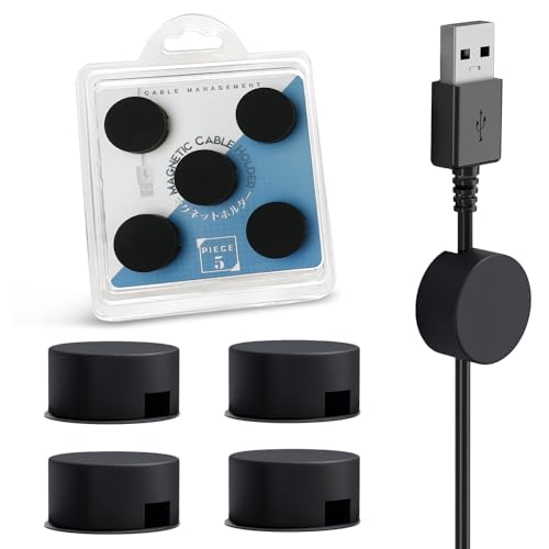 Magnetic Cord Holder Silicone, 5-Pack Magnetic Cable Organizer Electronic Clip Wire Holders for Cords, Cable Management Clips for Nightstand, Office Desk, Kitchen & Car, Black - color: Black, size: 5 Clips