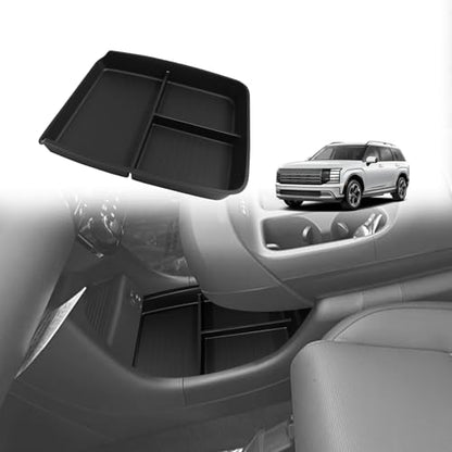 Muslogy Lower Center Console Organizer Compatible with 2026 Hyundai Palisade Accessories TPE Material Storage Box Armrest Console Insert Tray for Palisade SE, SEL, XRT, Limited, Calligraphy - size: 26+ Palisade Lower Console Organizer