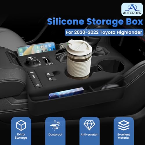 Autorder Silicone Center Console Organizer for 2020-2022 Toyota Highlander Accessories Seat Gap Storage Box Soft Gear Shift Panel Trim Cover - size: 2020-2022 Toyota Highlander