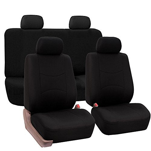 FH Group Car Seat Covers Full Set Cloth - Universal Fit Automotive Seat Covers, Low Back Front Seat Covers, Solid Back Seat Cover, Washable Car Seat Cover For SUV, Sedan And Van Black - color: Black, style: Seat Cover Full Set