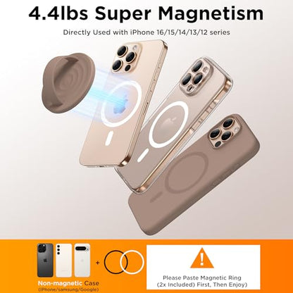 Magnetic Phone Grip Ring Holder, Liquid Silicone Magnet Cell Phone Grip Finger Loop, Compatible with Magsafe, Back of Phone for iPhone 17/16/15/14/13/12 Series, Light Brown - color: Light Brown
