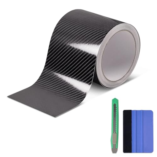 Lypumso 6D High Gloss Carbon Fiber Vinyl Wrap Tape, Chrome Delete Tape for Cars Motorcycle Detailing DIY Car Door Edge Guard Decals Blackout Tape Roll (6D Black, 4in x 30ft) - color: 6D Black, size: 4in x 30ft