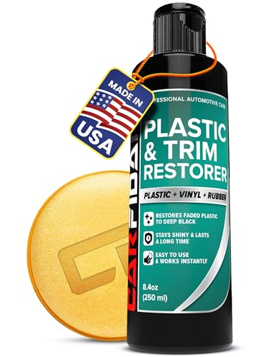 Carfidant Plastic Restorer for Cars – Restores Faded Black Plastic, Vinyl & Rubber Trim – Exterior & Interior Trim Restorer with UV & Dirt Protection – Non-Greasy Finish with Applicator – 8.4 fl oz - size: Plastic Restorer - 8.4 fl oz