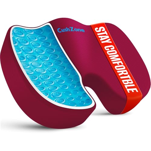 Office Chair Seat Cushion, Cooling Gel Enhanced Memory Foam Cushion for Long Sitting - Back, Sciatica, Coccyx, Tailbone Pain Relief Pillow - for Office, Gaming, Car, Wheelchair - Red, Large - color: Red, size: Large