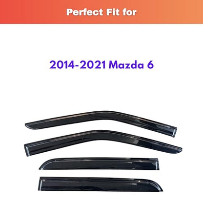 KPY Rain Guards Fit for 2014-2021 Mazda 6, Out-Channel Window Visors Vent Wind Deflectors 4PC, Car Accessories for 14-21 Mazda 6 - size: 2014-2021 Mazda 6