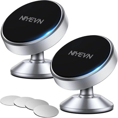 2 Pack Magnetic Phone Holder for Car, [ Strong Magnet ] Magnetic Phone Holder, Dashboard Phone Holder Mount 360 Adjustable, Car Mount for iPhone Samsung etc All Smartphones, Sliver - color: Sliver