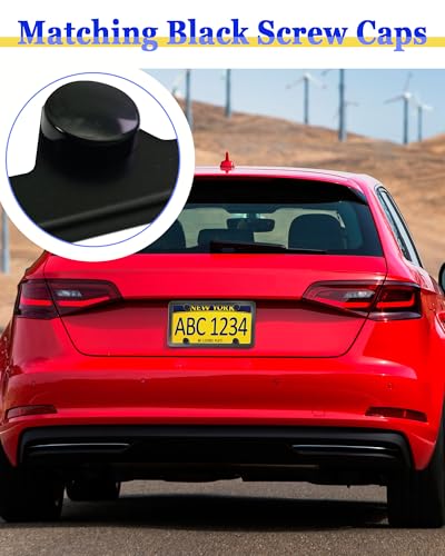 BGGTMO Magnetic License Plate Holder, 4 Pack Strong Neodymium Magnet Mount with Rubber Coating, with Black Aluminum Frame Screws for Metal Car Bumper, for Dealer No Drill Temporary Plate