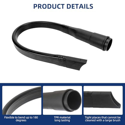 25" Long Flexible Crevice Tool Vacuum Cleaning Attachment for Vacuum Hoses Accepting 1-1/4"(32mm) or 1-3/8"(35mm) Inner Diameter Attachments