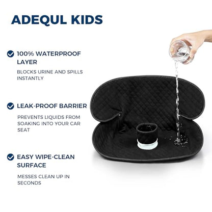 2 Pack Car Potty Training Seat Protector, Waterproof Toddler Carseat Potty Training Cover, Piddle Pads & Liners for Baby,Washable Non-Slip Leak-Proof Potty Pee Protector (Black) - color: Black