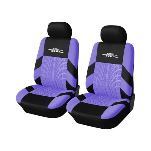 AUTOYOUTH Purple Seat Covers Front Seats Only, 3D Tyre Embossed Breathable Bucket Covers, Airbag Compatible, Quick Setup Universal Fit for Sedan, SUV, Truck, Van - color: Purple, size: Front Seats Only (4 pieces)