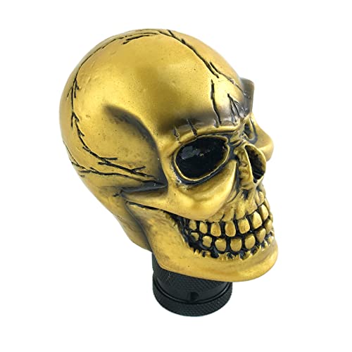 Arenbel Car Gear Lever Grip Knobs Skull Head Racing Shift Stick Manual Shifter Handle Fit Most Auto Manual Vehicles, Gold - color: Gold