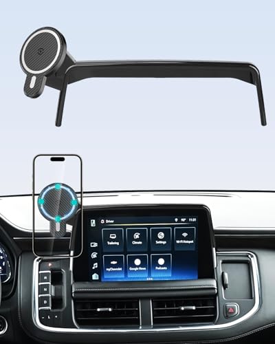 PZK Car Phone Mount for 2021-2024 Chevy Chevrolet Tahoe/Suburban/GMC Yukon/GMC Yuhon XL LT/Z71/RST/High Country Accessories 10.2-inch Screen Magnetic 15W Fast Wireless Charger Car Phone Holder - color: Magsafe+ Wireless Charger, size: Tahoe/Suburban/GMC Y