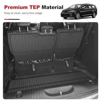 Cargo Mat Fit for 2017-2026 Chrysler Pacifica (Fit Fuel & Hybrid) - All Weather TPE Custom Fit Trunk Mat for Chrysler Pacifica Seatback Mats(Cargo Liner + Backrest Mat) - size: Cargo Liner & Backrest Mat