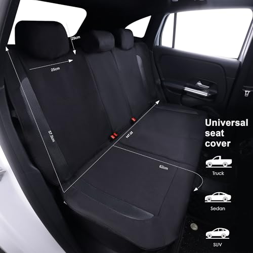 Flying Banner AquaShield Rear Bench car seat Covers Waterproof Water Resistant arm Rest Shoulder Seatbelt Compatible Truck Protectors Universal Non Slip (Black Black, Bench Cover Large Size) - color: Black Black, size: Rear Bench Large