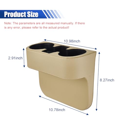 Car Cup Holder, Auto Front Seat Organizer, Multifunctional Cup Drink Holders with PU Leather Cover, Gap Filler Storage Box Coin Bucket Console Side Pocket Cell Mobile Phone Holder (Beige) - color: Beige