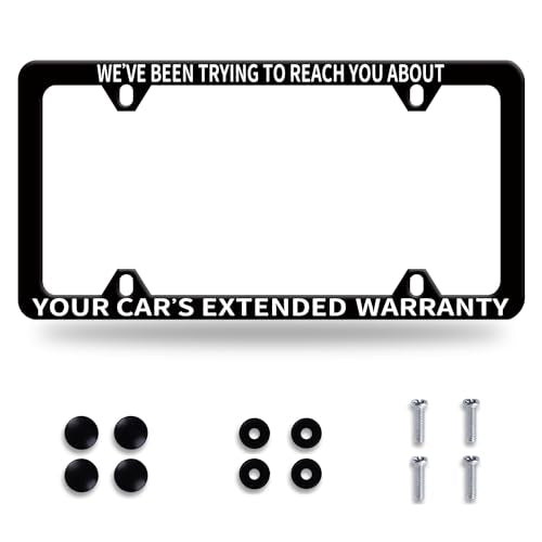 1 Pack Funny License Plate Frame We Have Been Trying to Reach You About Your Car's Extended Warranty Humorous Text License Plate Holder Stainless Steel Parts Decor with 4 Holes Screws - color: We Have Been Trying Car's Extended Warranty, size: 1 Pack