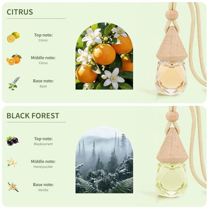 Car Air Freshener Diffuser 2 Pack Hanging Air Freshener Diffuser - Citrus&Jasmine Cedar Breeze Scent Car Fresheners 120 days Long Lasting Vent Clip 0.27 oz Each Air Fresheners Gifts for Women Birthday