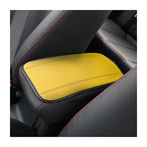 Moly Magnolia Auto Center Console Pad, PU Leather Car Armrest Seat Box Cover, Waterproof Non Slip Soft Armrest Box Cushion Protector, Car Accessories Universal for SUV, Truck, Van (Yellow) - color: Style 2-Yellow