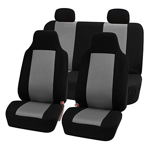 FH Group 3D Air Mesh Car Seat Covers Full Set – Universal Fit Automotive Seat Covers, Front Bucket and Solid Rear Bench Seat Cover, Washable Car Interior Protectors for SUV, Sedan, Gray - color: Gray, size: Full Set