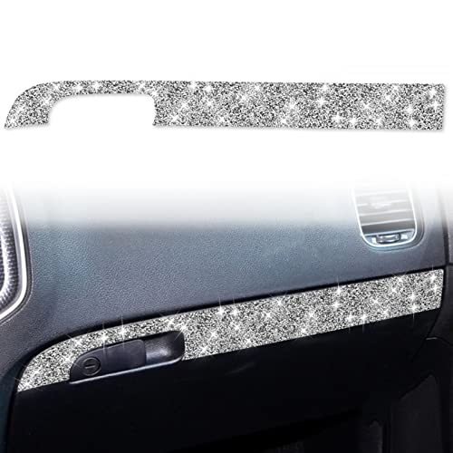 Toworldit Interior Accessories Bling Crystal Rhinestone Dashboard Decoration Cover Trim Sticker Compatible with Dodge Challenger 2015-2023 (Passenger Storage Box Panel Trim Sticker) - color: Passenger Storage Box Panel Trim Sticker