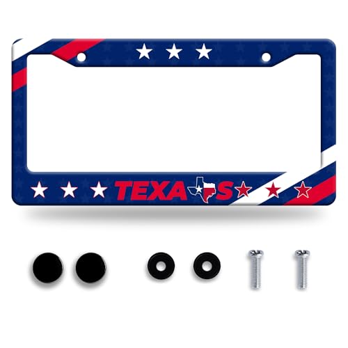 Personalise Texas Flag License Plate Frame State Flag License Plate Frames Car Universal Stainless Steel Accessories Cars Decor with 2 Holes and Screws Fits Standard Us Vehicles Size 12.2 X 6 Inches - color: Texas Flag