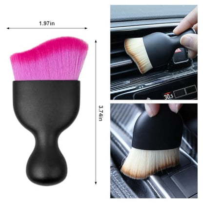 Osilly Car Detailing Brush, Auto Interior Soft Bristles Curved Cleaning Brush, Dust Collectors Dirt Removal Tool for Car Dashboard, Air Conditioner Vents, Leather, Scratch Free (Double Purple) - color: Double Purple