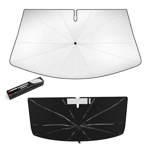 Windshield Sun Shade Umbrella for Dodge RAM 1500 2019-2025 2026,Heat Blocking Keep Car Cool,UV Protection Windshield Sunshade, Emergency Rain Shield&Dashboard Protector-Thickened ICY Silver - size: For Dodge RAM 1500 2019-2026-ICY