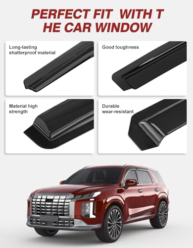 Outside-Mount Window Rain Guards Fit for Hyundai Palisade 2020-2025 SE SEL XRT, Extra Durable Window Visors Wind Deflector Dark Smoke Vent Shades Car Tape-on with Thicker 4PCS - size: Fit for 2020-2025 Hyundai Palisade