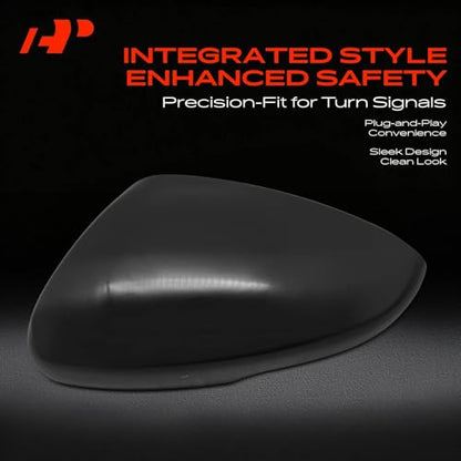 A-Premium 2 PCS Driver and Passenger Side Rearview Mirror Covers Caps - Compatible with Honda Accord 2018-2024 - Smooth Black, with Turn Signal Hole