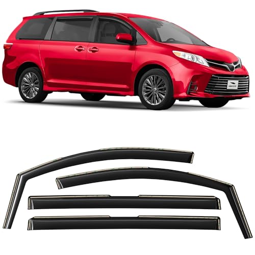 Voron Glass in-Channel Extra Durable Rain Guards for Toyota Sienna 2011-2020, Window Deflectors, Vent Window Visors, 4 Pieces - 200526 - color: For Sienna 11-20
