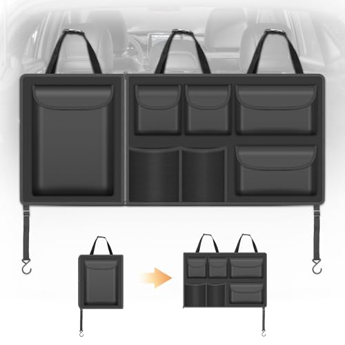 Detachable Hanging Trunk Organizer, Foldable Car Trunks Organizer Back Seat Hangings with 7 Large Compartments, Hanging Trunk Organizer for SUVs, Jeeps, Hatchbacks