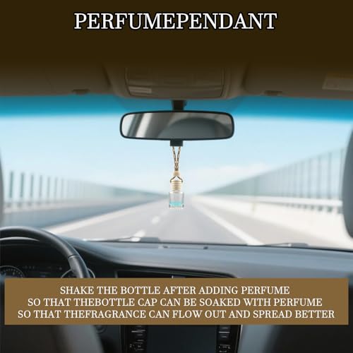 4Pcs Hanging Car Air Freshener, Empty Glass Perfume Bottle Pendant with Wooden Cap, Refillable Drift Freshener Diffuser for Essential Oils - Car Accessories for Women Men-Cylindrical - size: Cylindrical - 4PCS