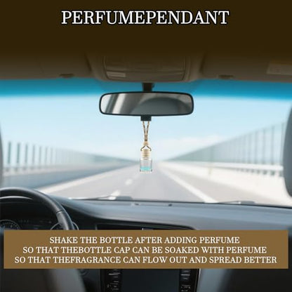 4Pcs Hanging Car Air Freshener, Empty Glass Perfume Bottle Pendant with Wooden Cap, Refillable Drift Freshener Diffuser for Essential Oils - Car Accessories for Women Men-Cylindrical - size: Cylindrical - 4PCS