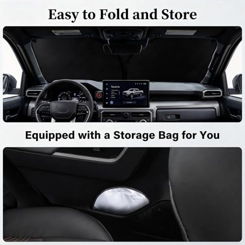 Upgraded Sunshade, Improved UV Protection Fabric, Foldable Front Sun Shade, Custom Accessories (for Tacoma 2019-2026) - size: for Tacoma 2019-2026