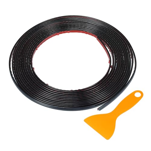 Window Trim Strip Kit 1/4" 6mm Width 16Ft 5m Universal for Exterior Car Bumper Door Body Self Adhesive Scratch-Proof Decorative Sticker Plastic Gloss Black - color: Black, size: 6mm