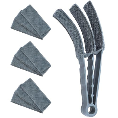 Microfiber Feather Duster, Window Blind Duster Brush, Blind Cleaner Tools for Window Blinds, Air Conditioner Vents, Fans, Car Vents - 1 Brush with 4 Microfiber Sleeves