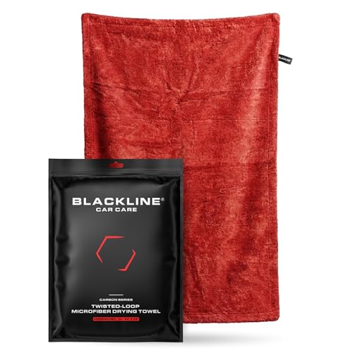 Blackline Car Drying Towel - 2ft x 3ft XL-Popular Pick Among Detailing Pros - 1300 GSM Microfiber Towel - Absorbs Over 8lbs of Water - Leaves No Streaks, Spots or Scratches - Dries an Entire Car - color: Crimson, size: 24"x36" Double sided