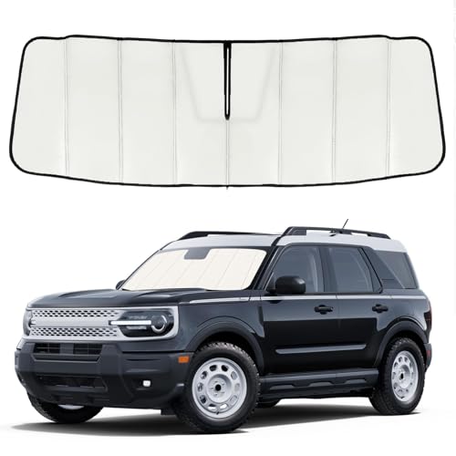 Windshield Sun Shade for Ford Bronco Sport 2021-2025, Front Window Visor Accessories, Accordion Folding Design Blocks Heat & UV Rays Maintain Cool Interior and Save Space - size: Ford Bronco Sport 2021-2025