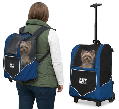 Pet Gear I-GO2 Sport Roller Backpack, Travel Carrier, Car Seat for Cats/Dogs, Mesh Ventilation, Included Tether, Telescoping Handle, Storage Pouch, Twilight - color: Twilight, size: Medium - Sport