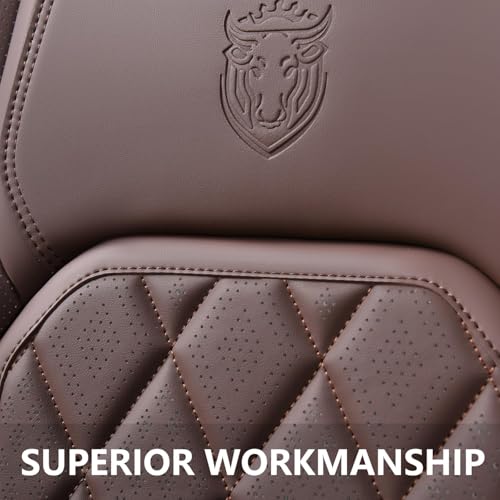 Coverado Car Seat Covers Full Set, Luxury Faux Leather Waterproof Seat Cover, Front and Back Car Seat Protector, Universal 5 Seat Leather Seat Cushion, Carseat Cover Fit Most Cars, Coffee - color: A-Coffee, size: Fullset
