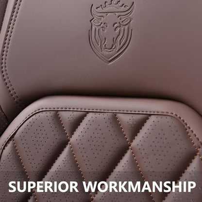 Coverado Car Seat Covers Full Set, Luxury Faux Leather Waterproof Seat Cover, Front and Back Car Seat Protector, Universal 5 Seat Leather Seat Cushion, Carseat Cover Fit Most Cars, Coffee - color: A-Coffee, size: Fullset