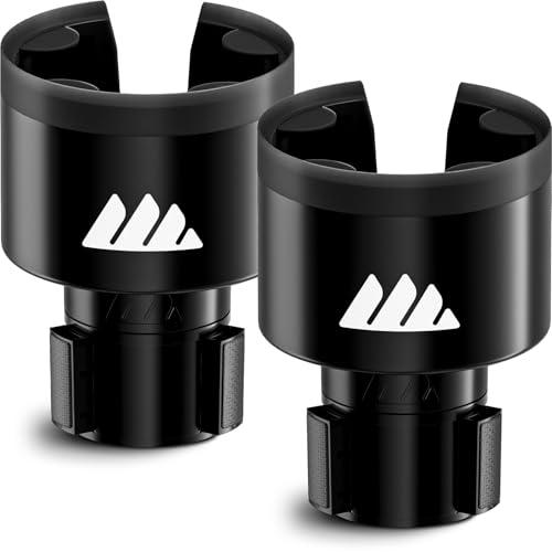 Integral Ultimate Expander Car Cup Holder - Adjustable Base - Expander & Organizer for Vehicles - Compatible with Coffee Mug, Yeti 14/24/36/46oz, Ramblers, Hydro Flasks 32/40oz, 3.4"-4.0" Bottles - color: Black, size: 2 Pack