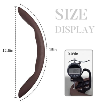 Car Steering Wheel Cover Leather Snap On 3Pcs Set Non-Slip Protector Wrap Steering Wheel Accessories 14.5-15 inch Universal Brown - color: Brown