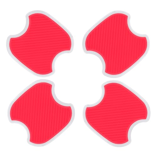 4Pcs Universal 3D Carbon Fiber Car Door Handle Paint Scratch Protector Sticker Auto Door Handle Cups Protective Pad(M-Red) - color: Red, size: Medium