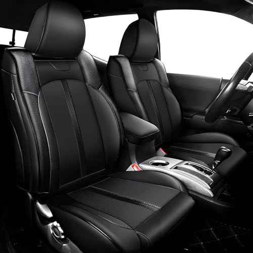 Leather Seat Covers Custom Fit for Tacoma Gen 2nd Double & Crew Cab (2005-2015) - Fully Covered - Fit Like a Glove - Center Console Armrest Covers Included - for Tacoma Accessories - color: ( Black-Black ) & Full Set, size: For Tacoma Gen 2nd (2005-2015)