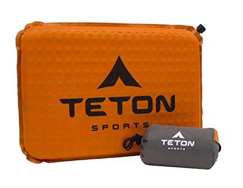 Teton Camping Seat Cushion; Stadium Seat; Office Chair; Car Pad; Inflatable, Orange - color: Orange