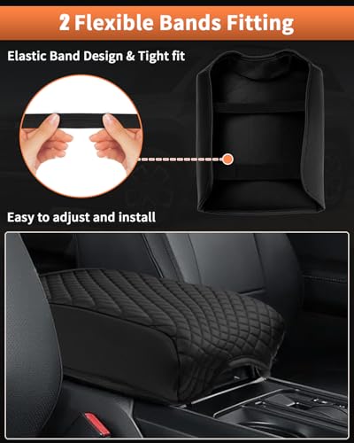 Shademax Center Console Cover for Ford F150 2021-2025 2026 Accessories, F150 Armrest Cover Bucket Seat Console Arm Rest Cushion Pad Leather Middle Console Armrest Lids Protector (Bucket Seat Only) - size: for 2021-2026 Ford F150 Bucket Seat Console